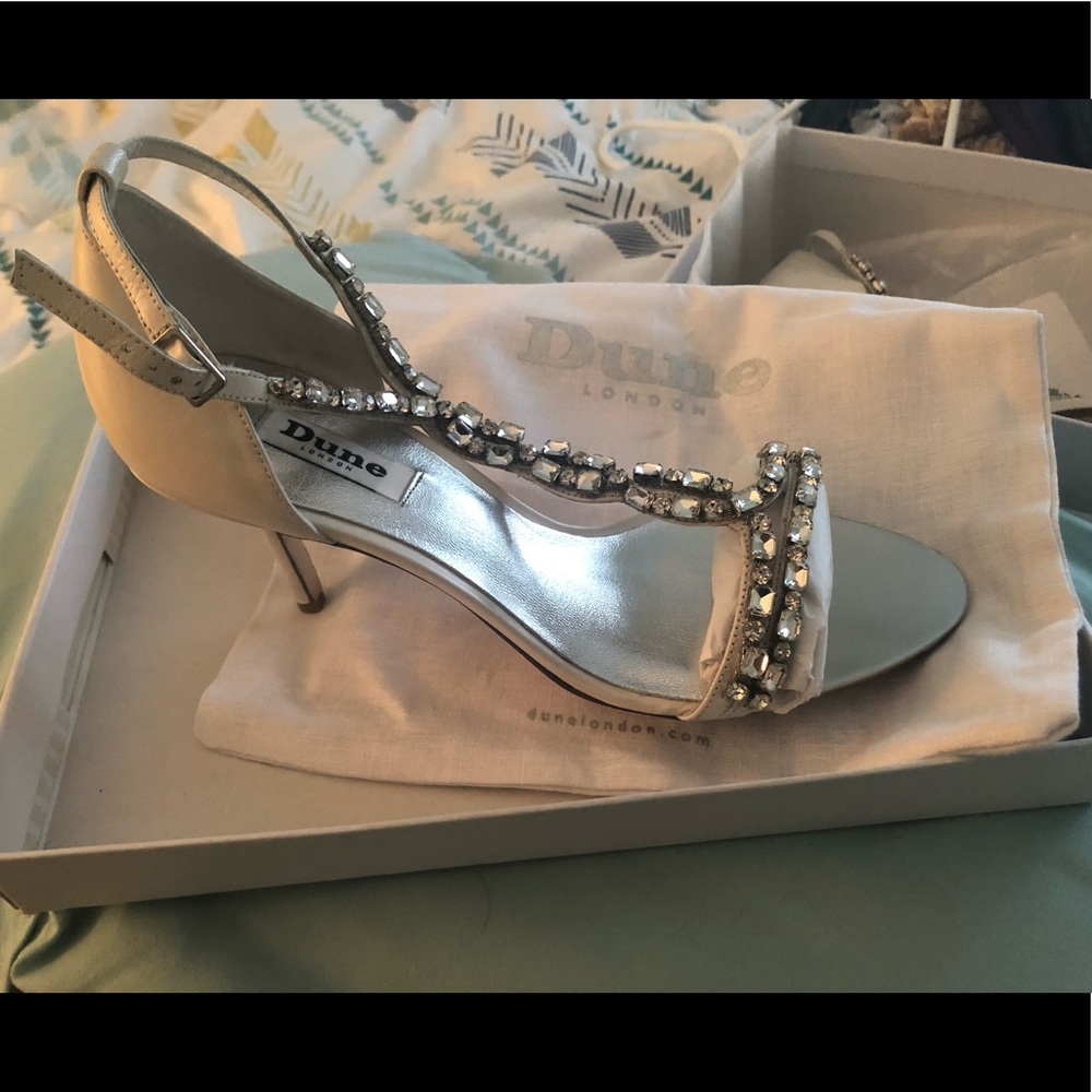 Dune London Happiness jeweled ivory sandal